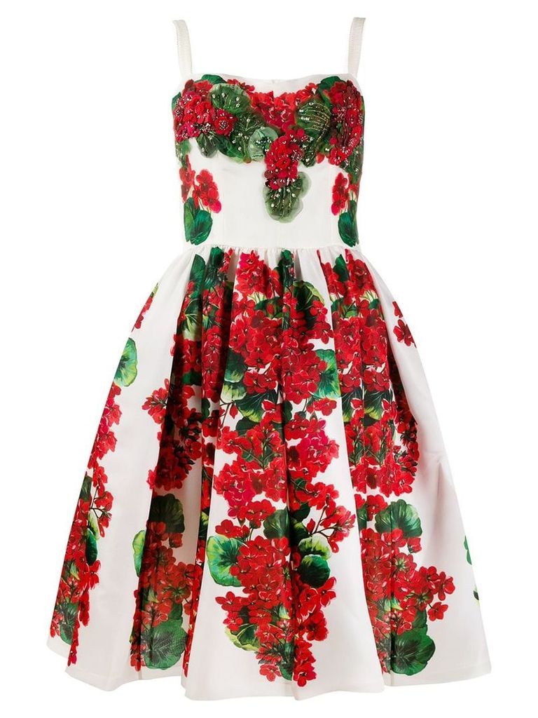 Dolce & Gabbana flared floral print dress - White