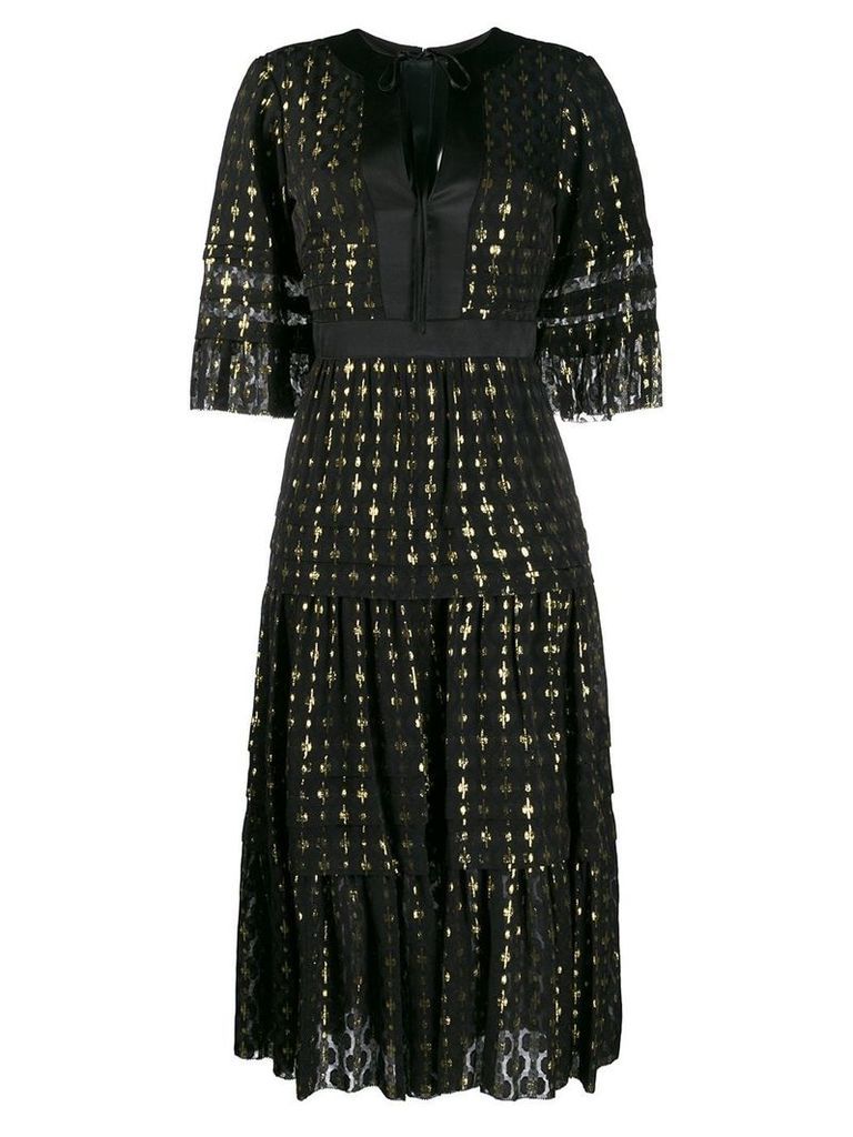 Temperley London gold flecked tiered dress - Black