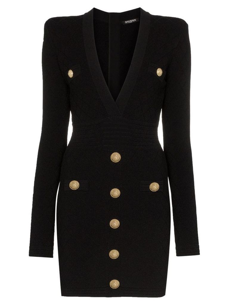 Balmain button-embellished quilted dress - Black