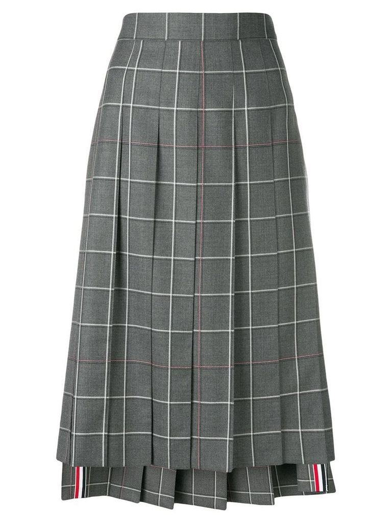 Thom Browne windowpane-check pleated skirt - Grey