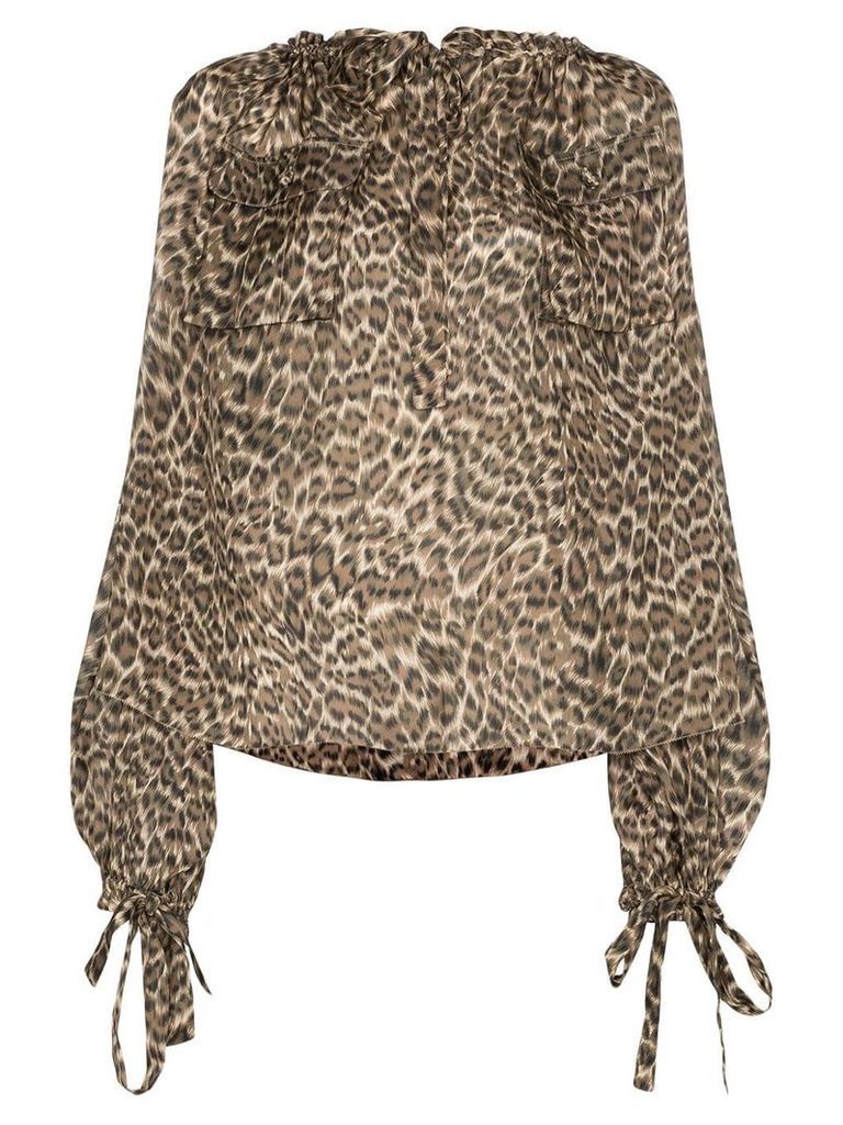 Zimmermann leopard print silk blouse - Brown