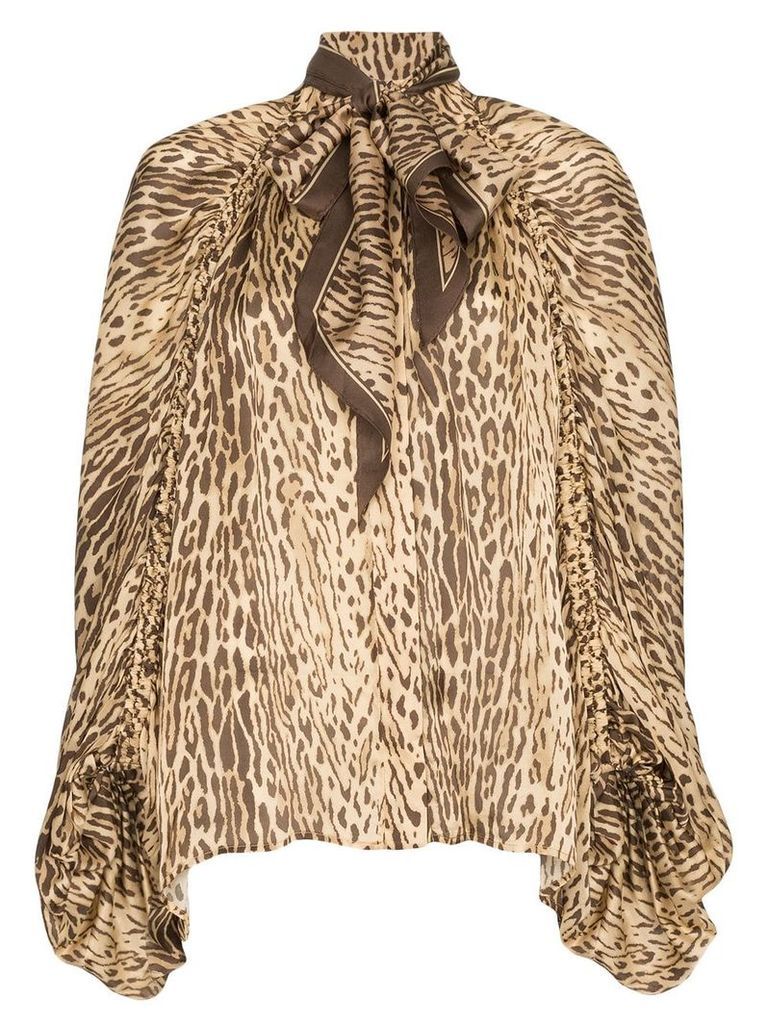 Zimmermann pussy-bow animal print blouse - Brown