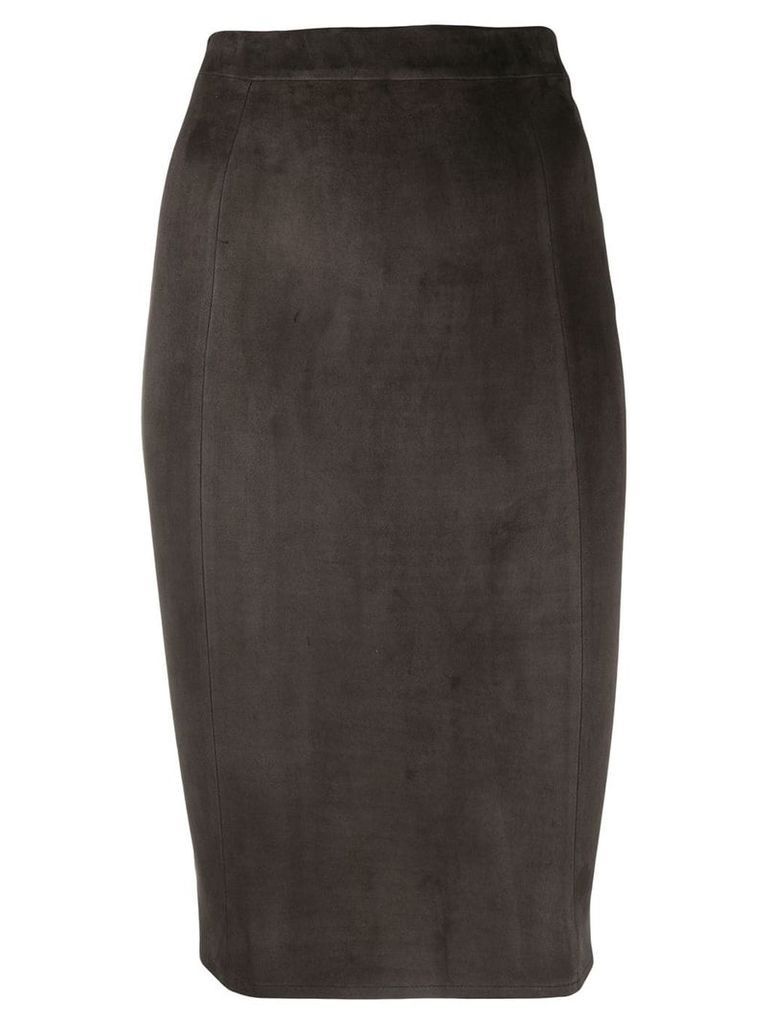 Incentive! Cashmere fitted midi suede skirt - Grey
