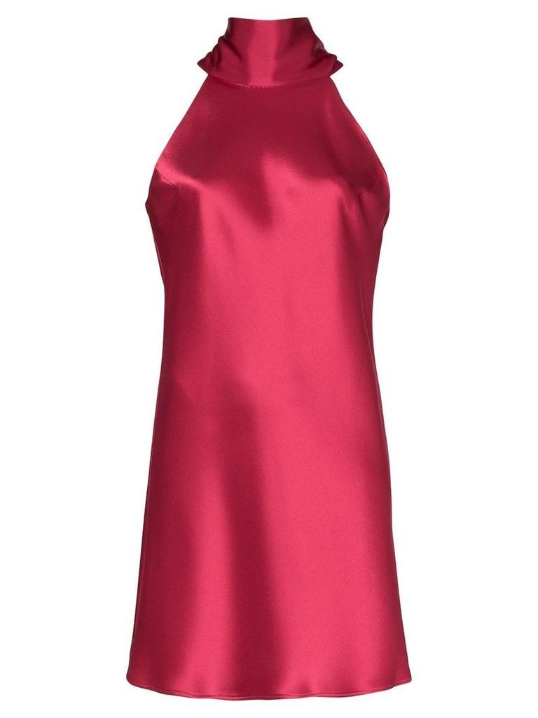 Galvan Sienna tie-neck satin mini dress - Red