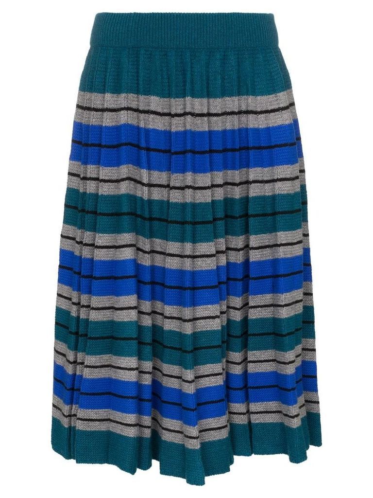 Plan C pleated stripe wool skirt - Multicolour