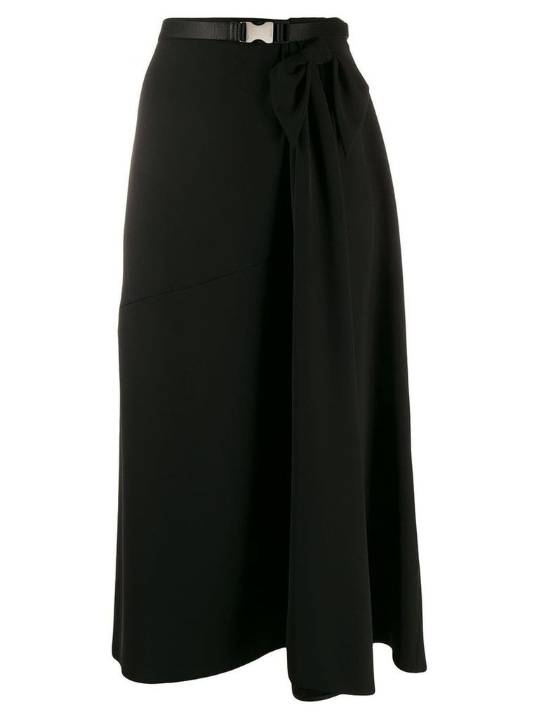 Prada belted draped mid-length skirt - Black