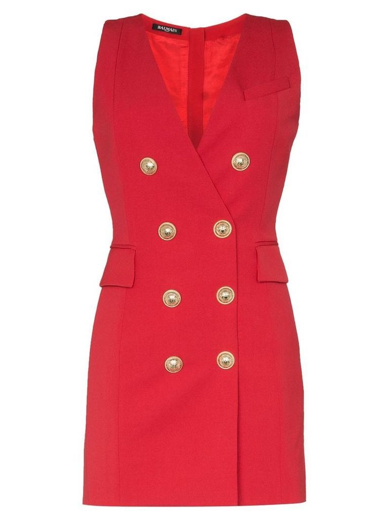 Balmain double-breasted sleeveless blazer dress - Red