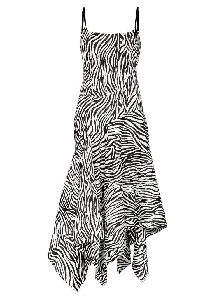 Solace London Marisol zebra-stripe asymmetric dress - Black