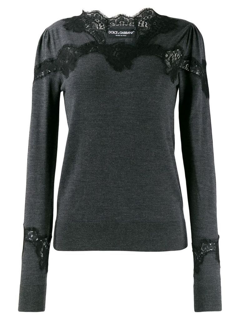 Dolce & Gabbana lace detail sweater - Grey