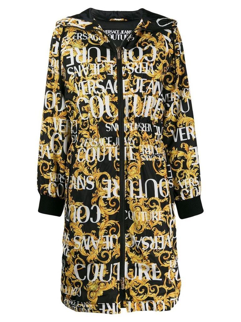 Versace Jeans Couture baroque print hooded coat - Black