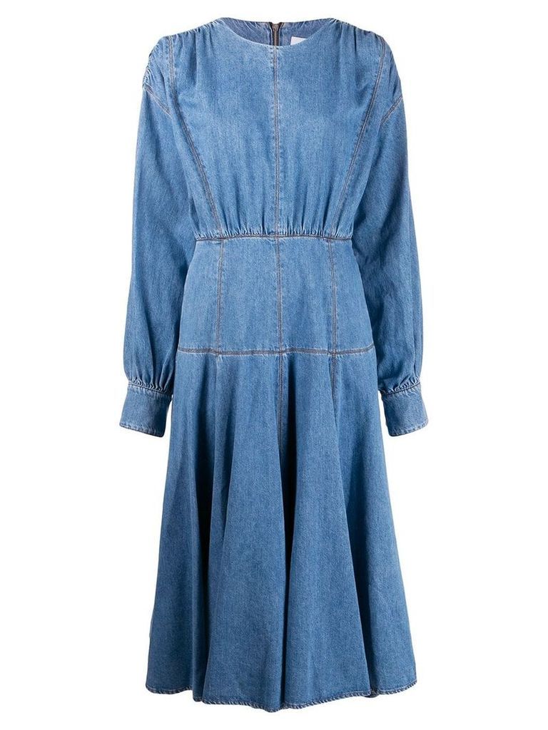 MSGM contrast stitching denim dress - Blue