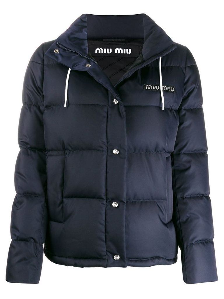Miu Miu detachable hood puffer jacket - Blue