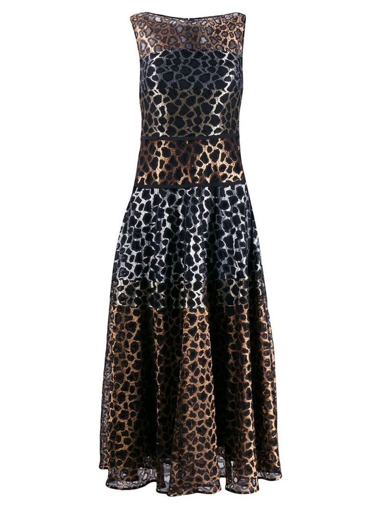 Talbot Runhof leopard lace mix dress - GOLD