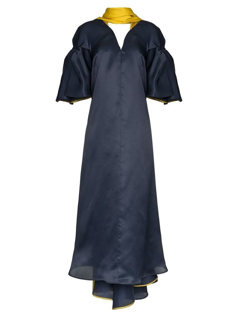 Roksanda Farola V-neck draped silk organza dress - Blue