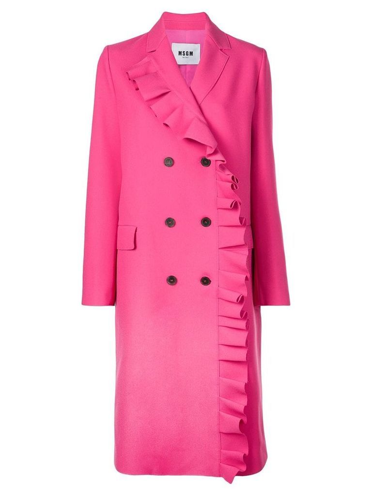 MSGM ruffled double-breasted coat - PINK
