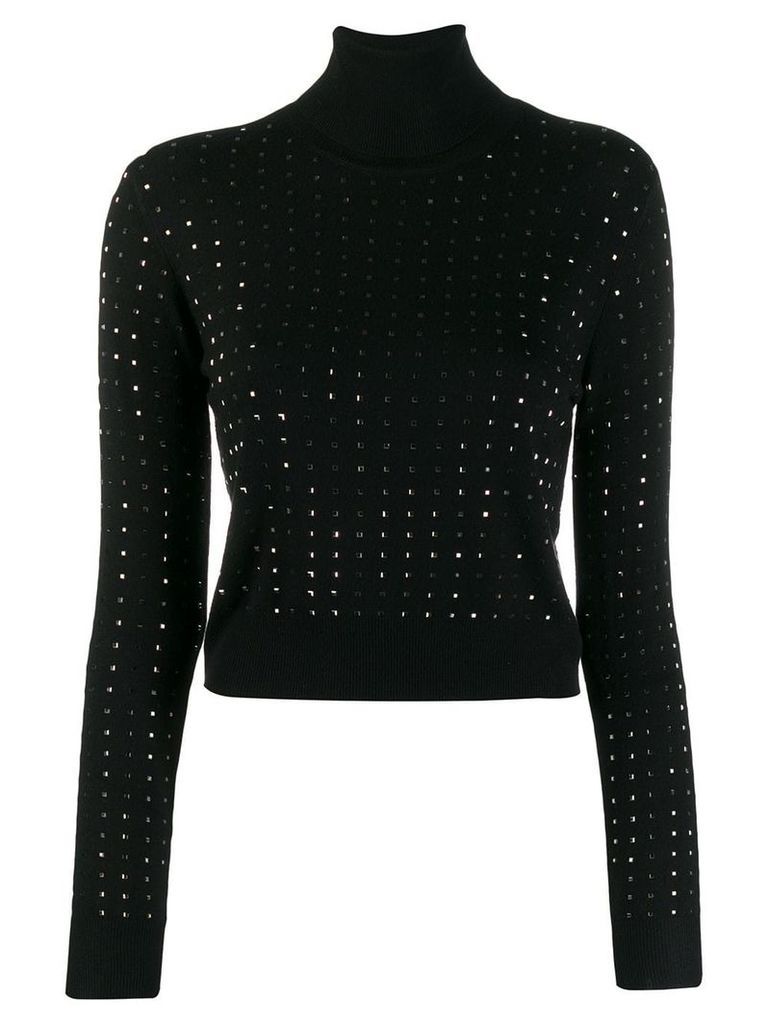 LIU JO studded turtleneck fitted blouse - Black