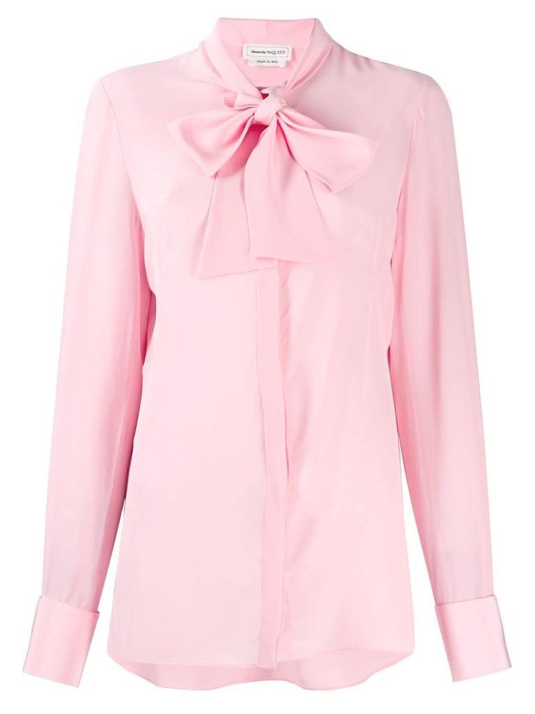 Alexander McQueen pussy bow crepe blouse - PINK