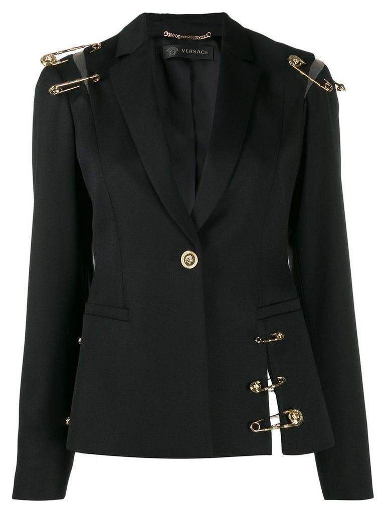 Versace safety pin details blazer - Black
