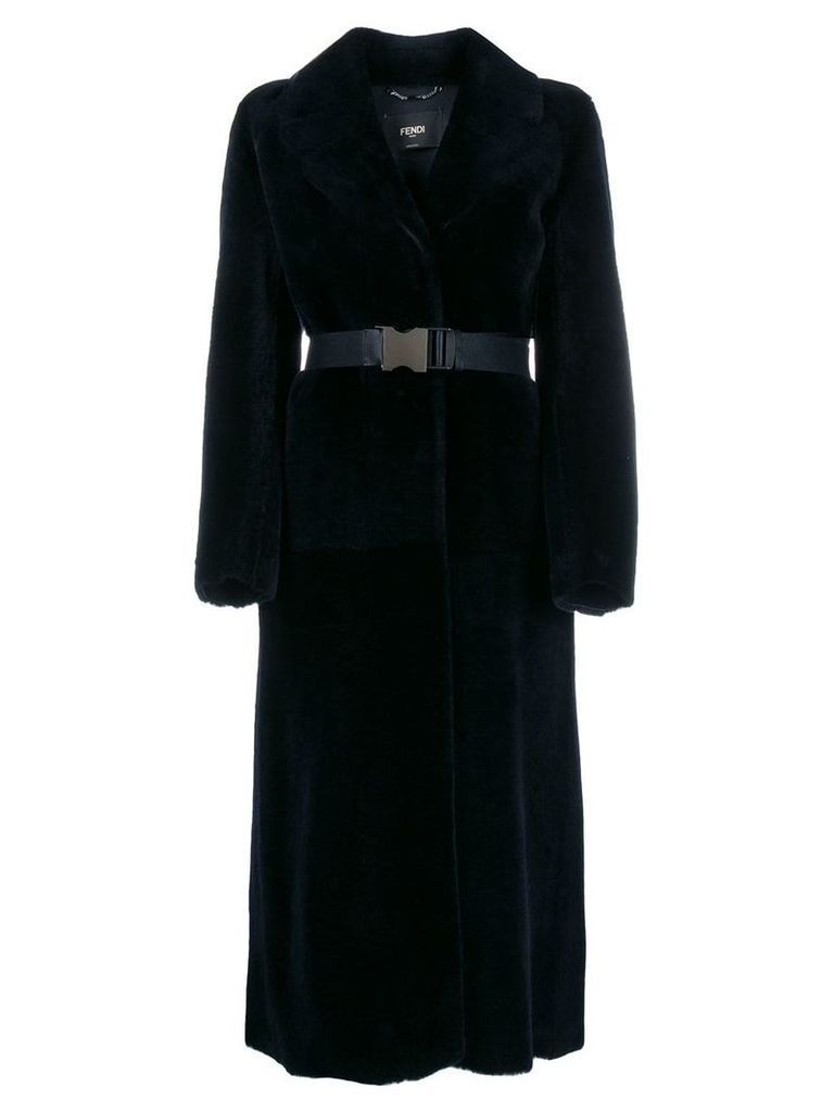 Fendi wrap-style belted coat - Blue