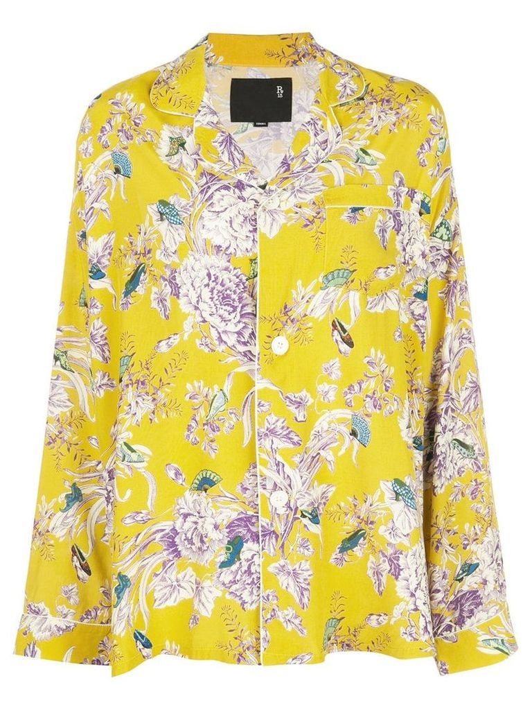 R13 oversized floral print shirt - Yellow
