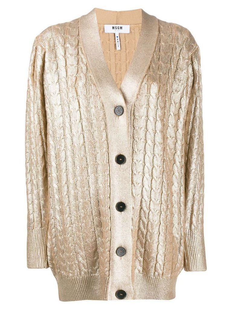 MSGM metallic sheen knitted cardigan - GOLD