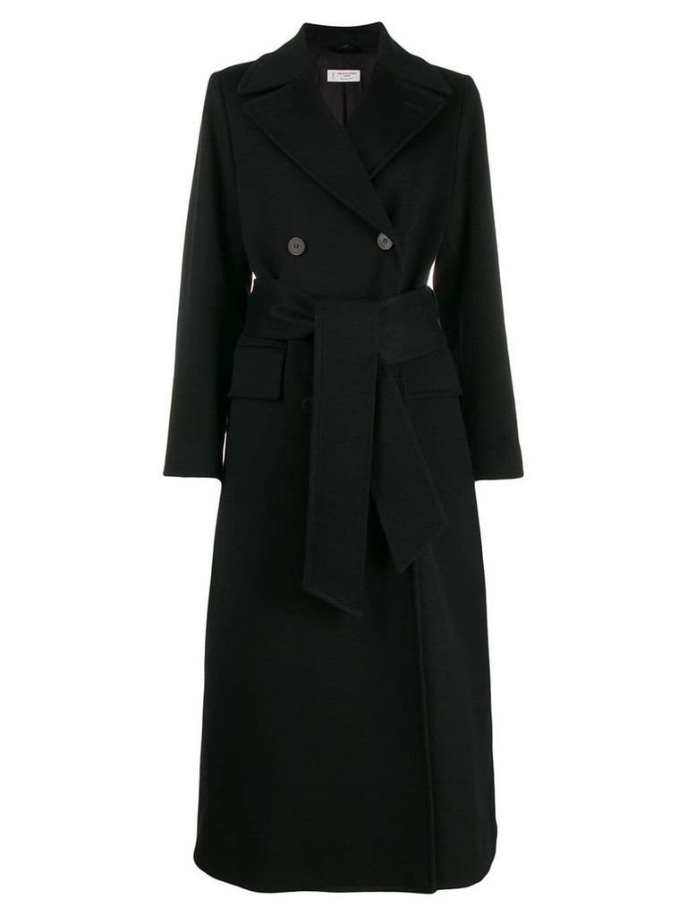 Alberto Biani belted double-breasted coat - Black