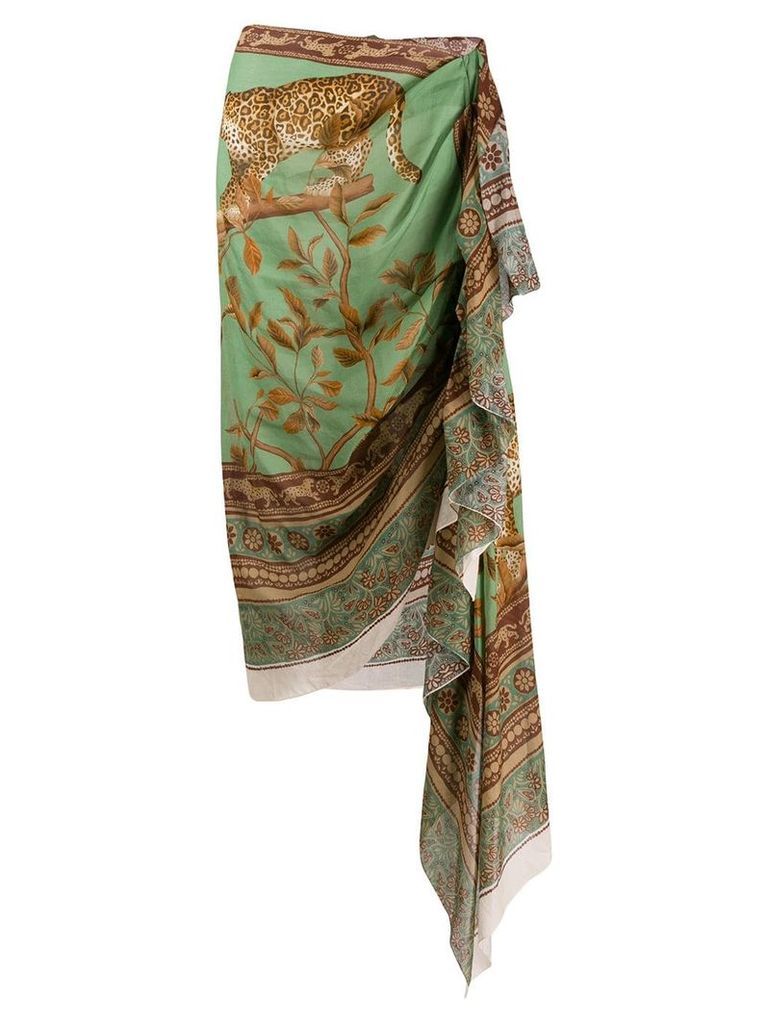 Johanna Ortiz asymmetric wrap skirt - Green