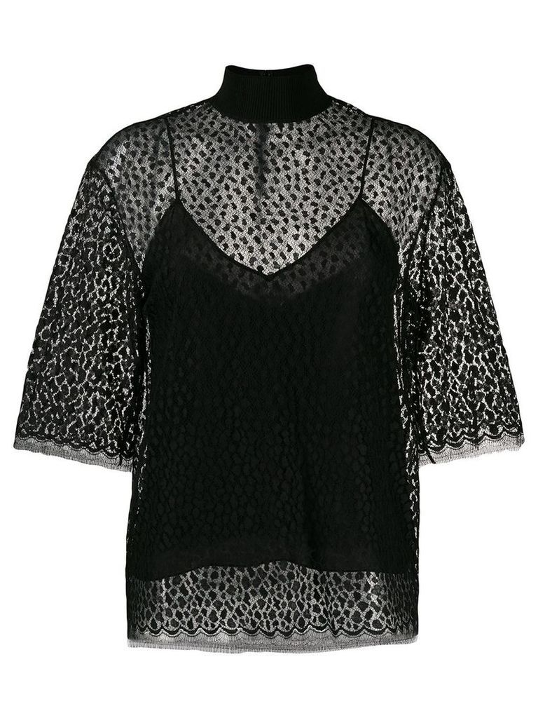 Givenchy leopard print lace top - Black