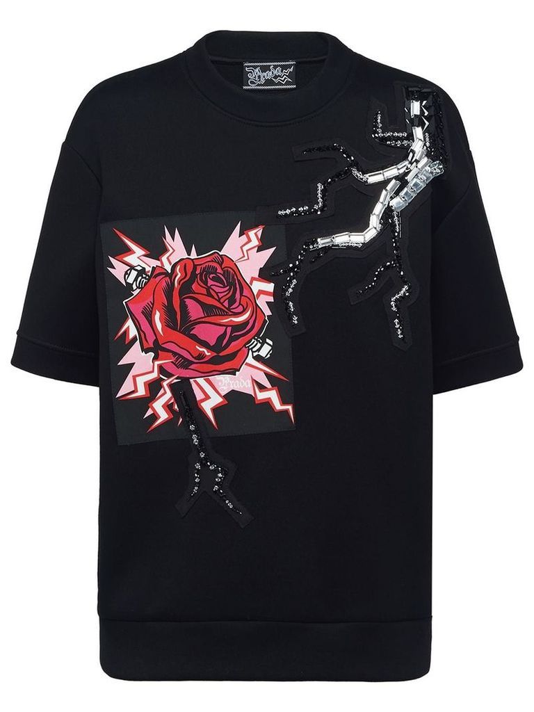 Prada Frankenstein rose print T-shirt - Black