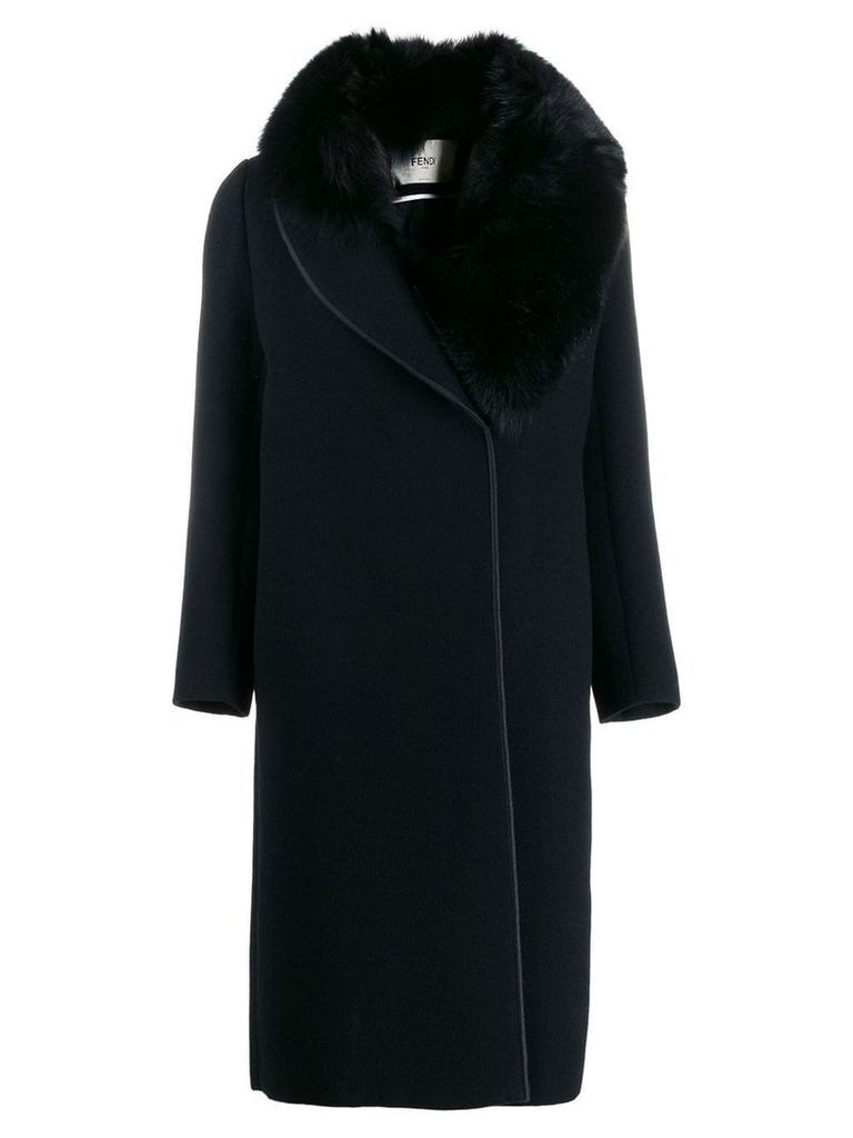 Fendi fox-fur collar coat - Black