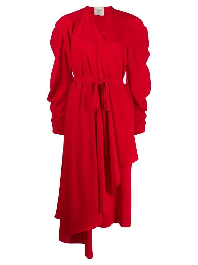 A.W.A.K.E. Mode pleated wrap dress - Red