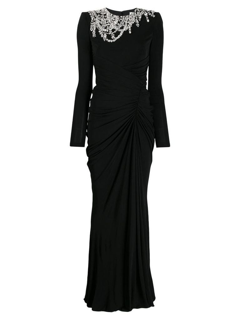 Alexander McQueen crystal-embellished draped dress - Black
