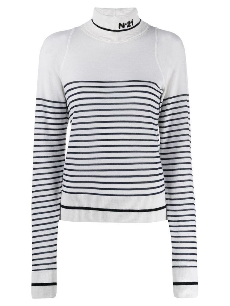 Nº21 striped wool sweater - White