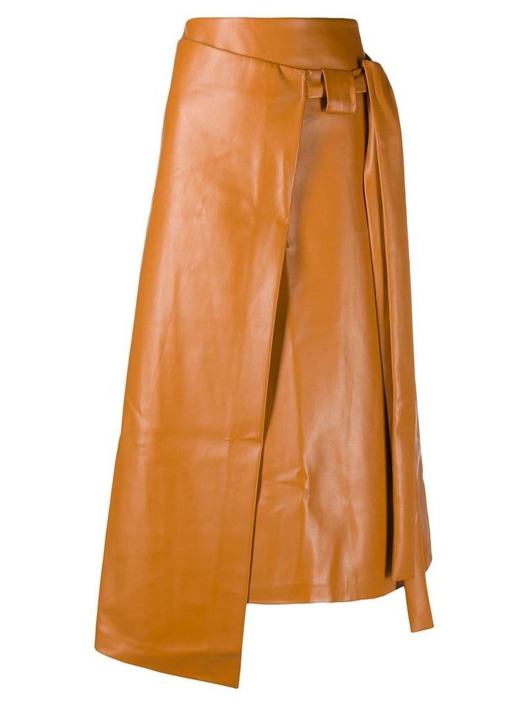 A.W.A.K.E. Mode asymmetric wrap skirt - Brown