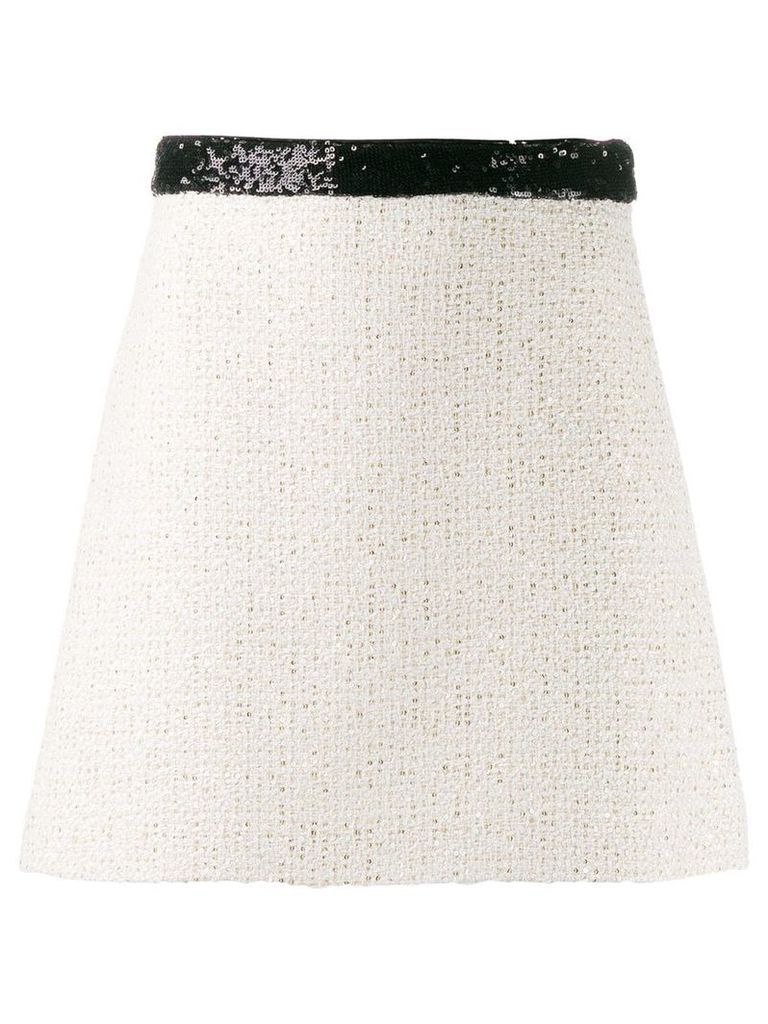 Miu Miu tweed effect A-line skirt - NEUTRALS