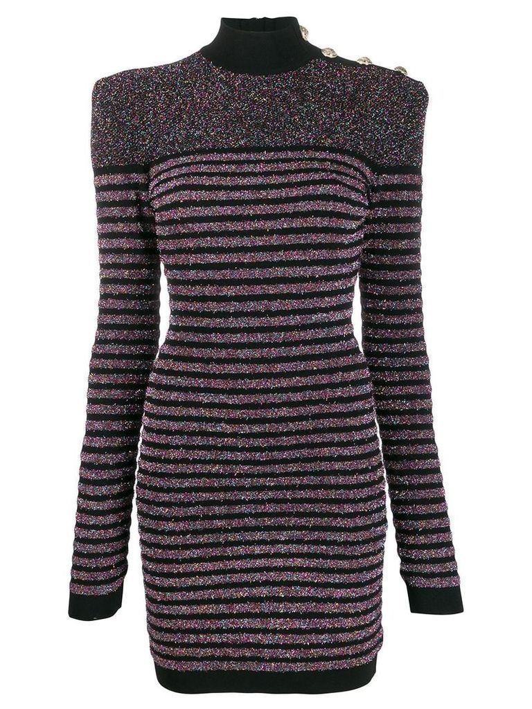 Balmain metallic striped knitted dress - Black