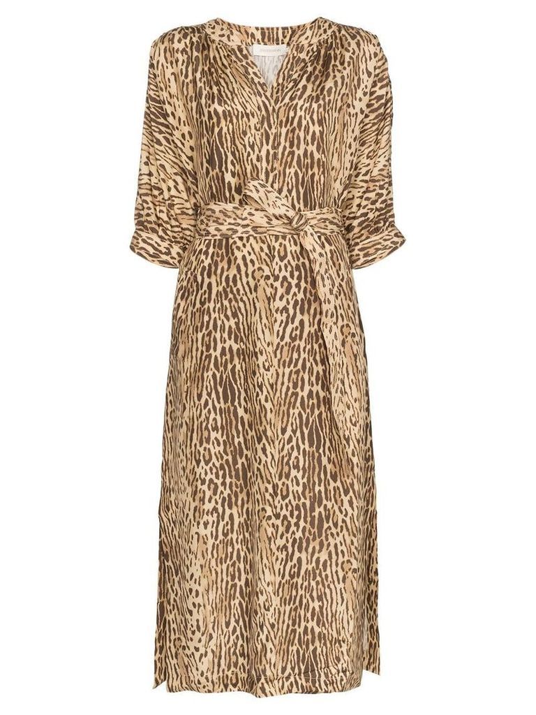 Zimmermann leopard-print midi dress - Brown