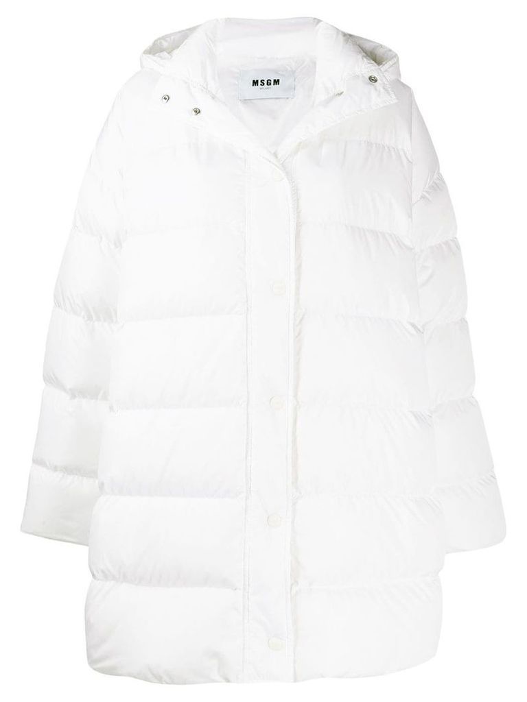 MSGM padded hooded coat - White