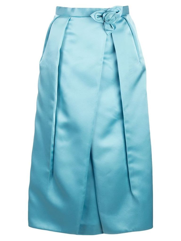 Prada corsage detail inverted pleat skirt - Blue