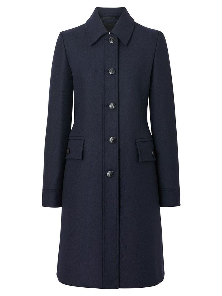 Burberry Double-faced Wool Cashmere Blend Coat - Blue