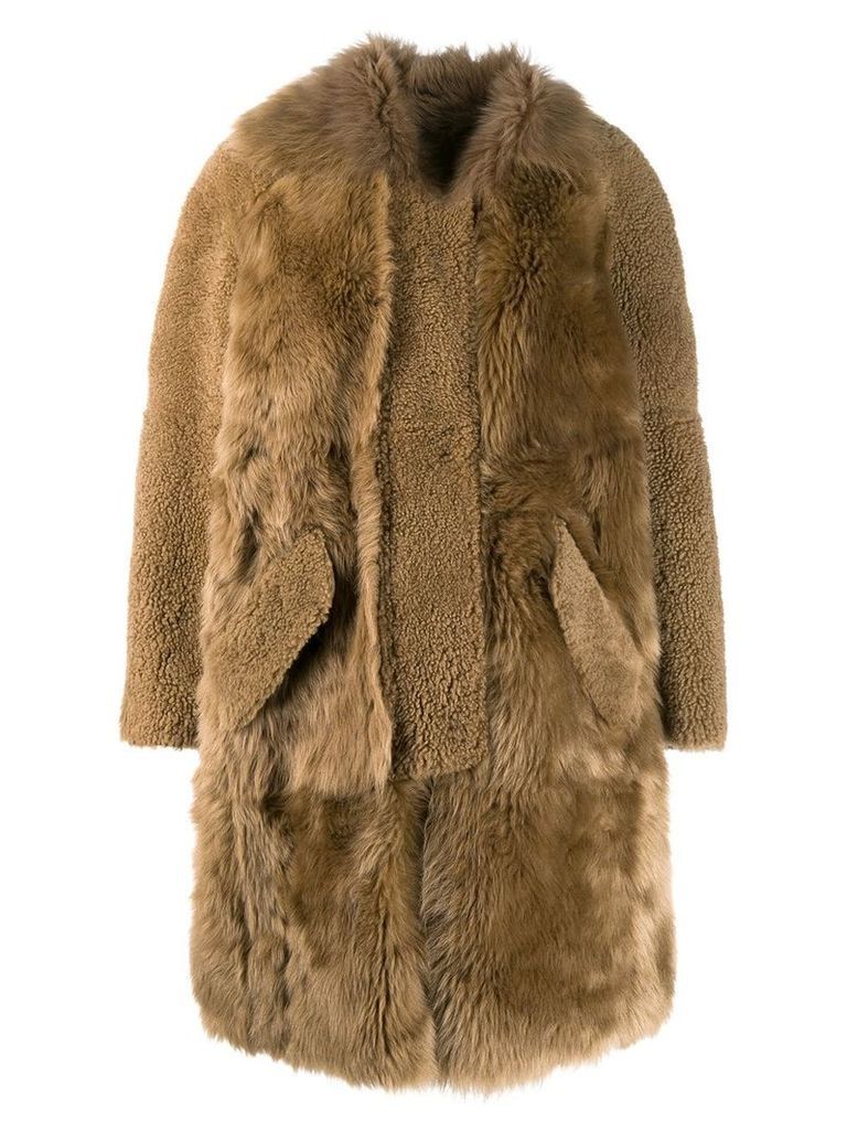 Yves Salomon oversized fur coat - NEUTRALS
