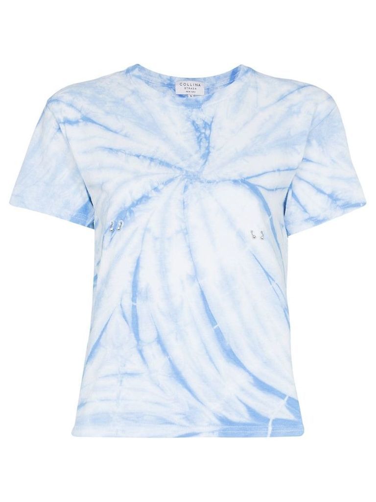 Collina Strada tie-dye pierce detail T-shirt - BLUE