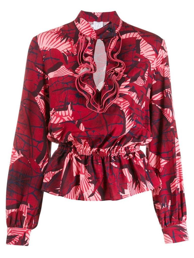 Stella Jean floral ruffle blouse - Red