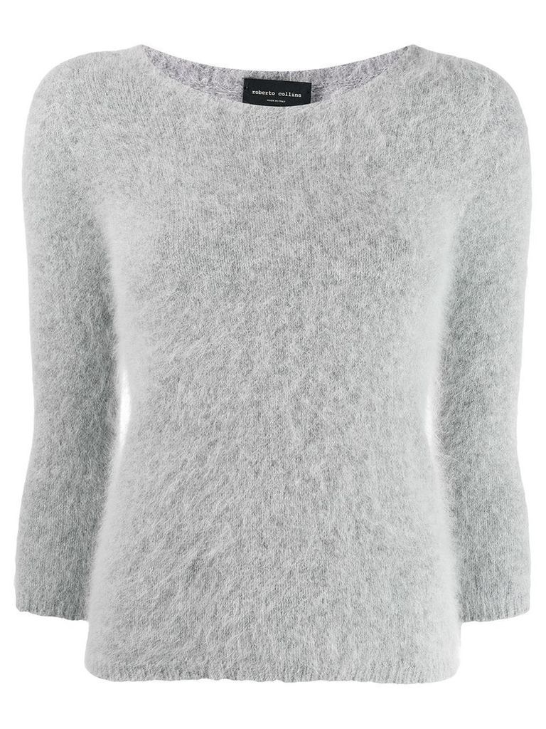 Roberto Collina cropped-sleeve knitted jumper - Grey