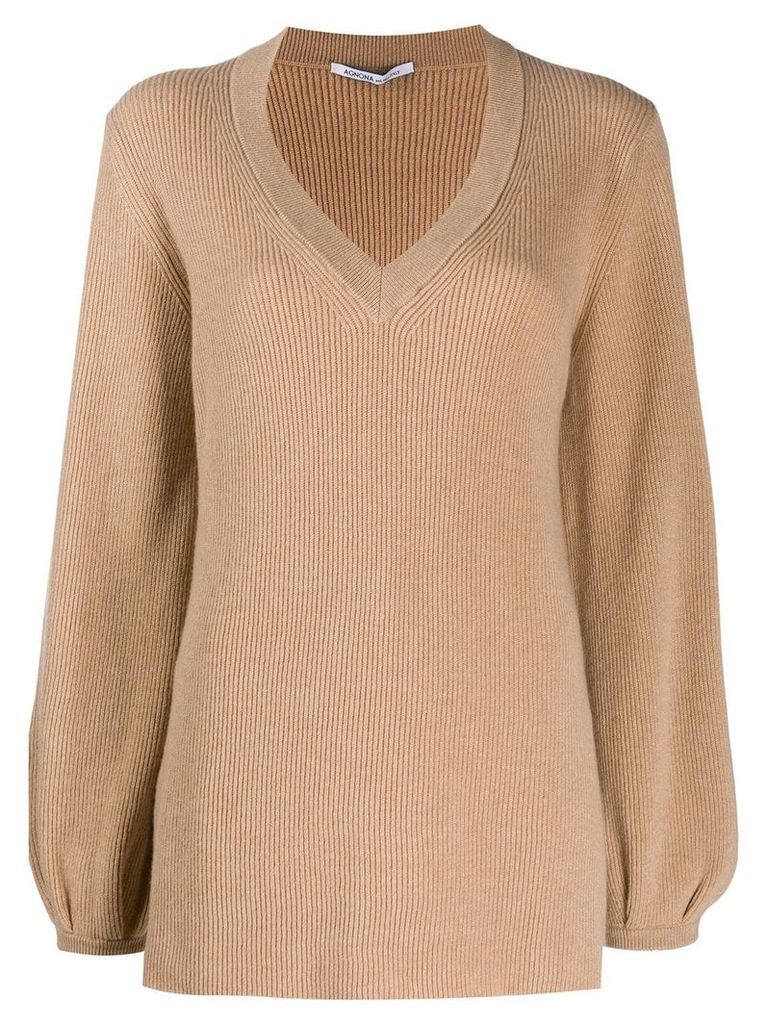 Agnona long sleeve knitted jumper - Neutrals