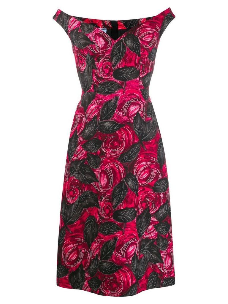 Prada rose printed midi dress - PINK