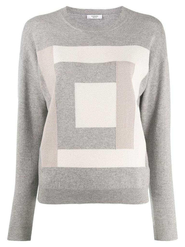 Peserico square motif jumper - Grey
