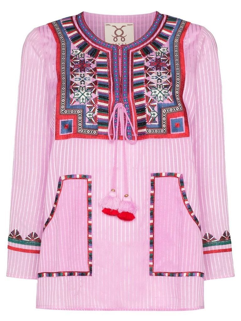 Figue Lily embroidered stripe top - PINK