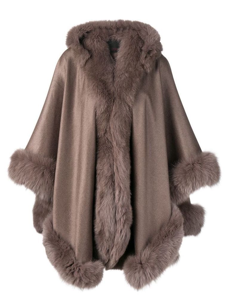 Liska hooded fur-trimmed coat - Brown