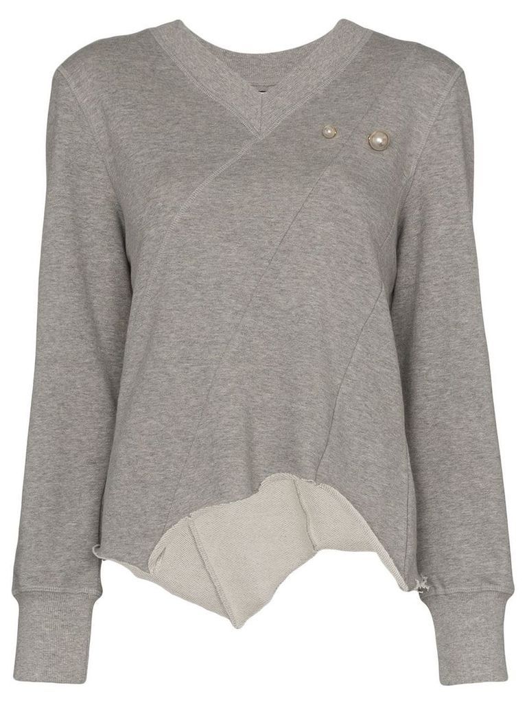 Blindness pearl appliqué sweatshirt - Grey